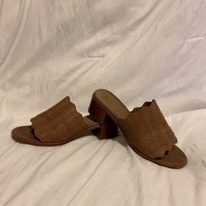 FRYE Brown Leather Heeled Mules 6.5